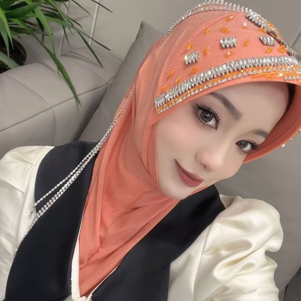 Ethnic Fashion Women - Luxury Hat Hijab Pink Scarf with