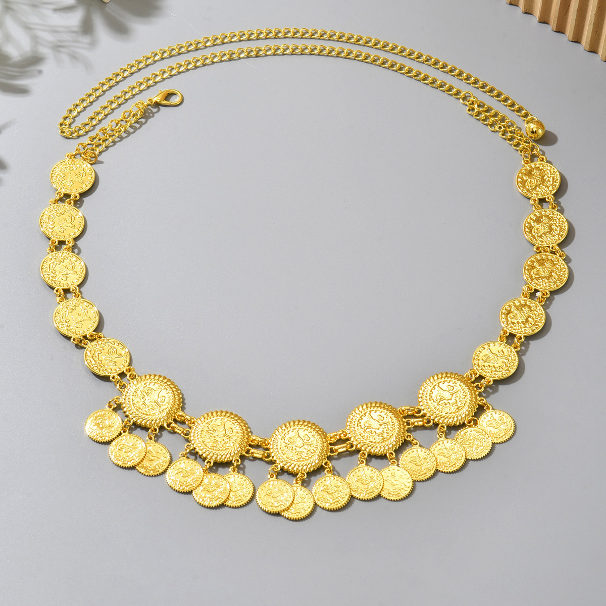 Ethnic Gown - Golden Coin Pattern Bridal Belt, Handmade