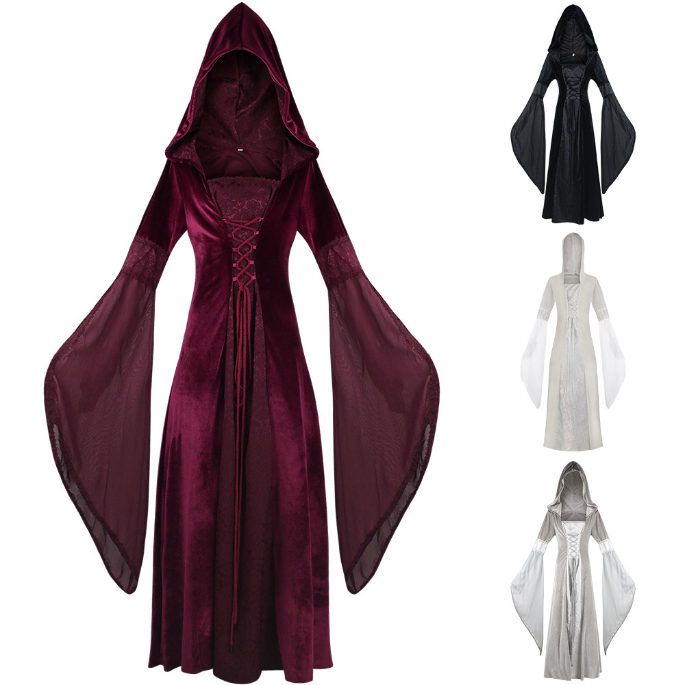 Ethnic Gown - Retro Sle Hooded Long Dr Cosplay