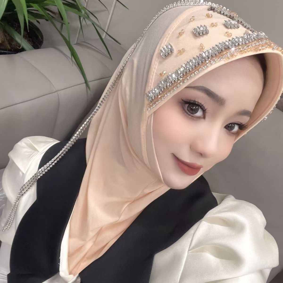 Luxury Hat Hijab Pink Scarf wi - Ethnic Fashion Women review and price
