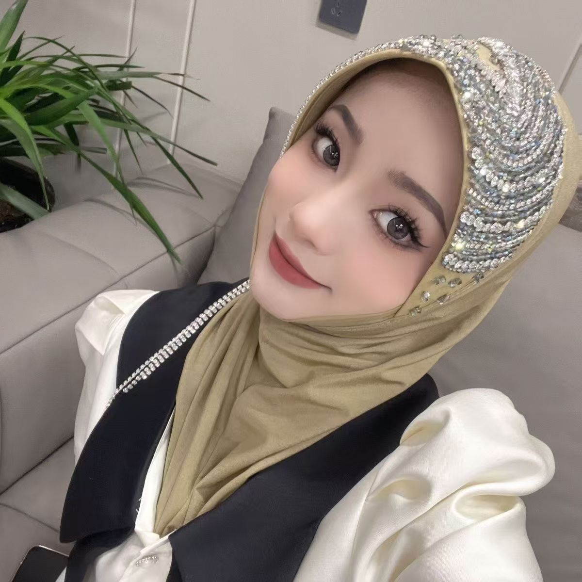 Luxury Hat Hijab Pink Scarf wi - Ethnic Fashion Women review and price