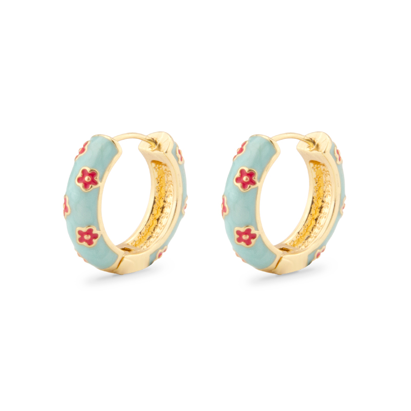 Round Hoop Earrings Enamel Clo - Ethnic Fashion For Ladies review and price