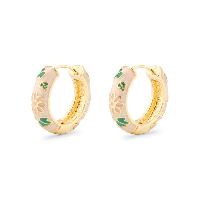 Round Hoop Earrings Enamel Clo - Ethnic Fashion For Ladies review and price