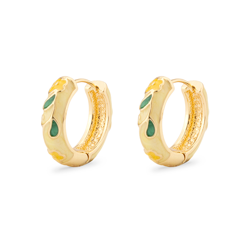 Round Hoop Earrings Enamel Clo - Ethnic Fashion For Ladies review and price