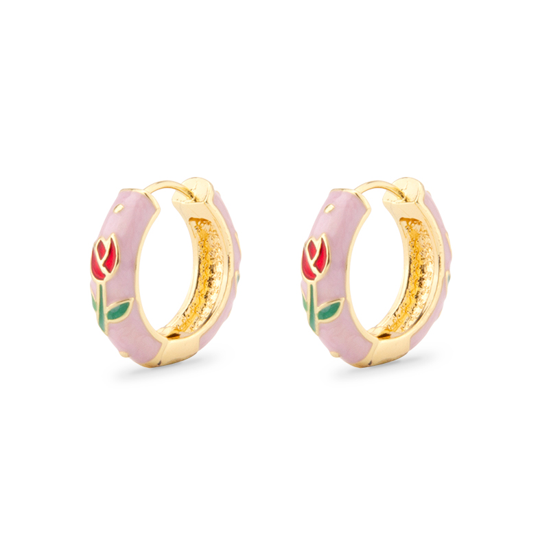 Round Hoop Earrings Enamel Clo - Ethnic Fashion For Ladies review and price