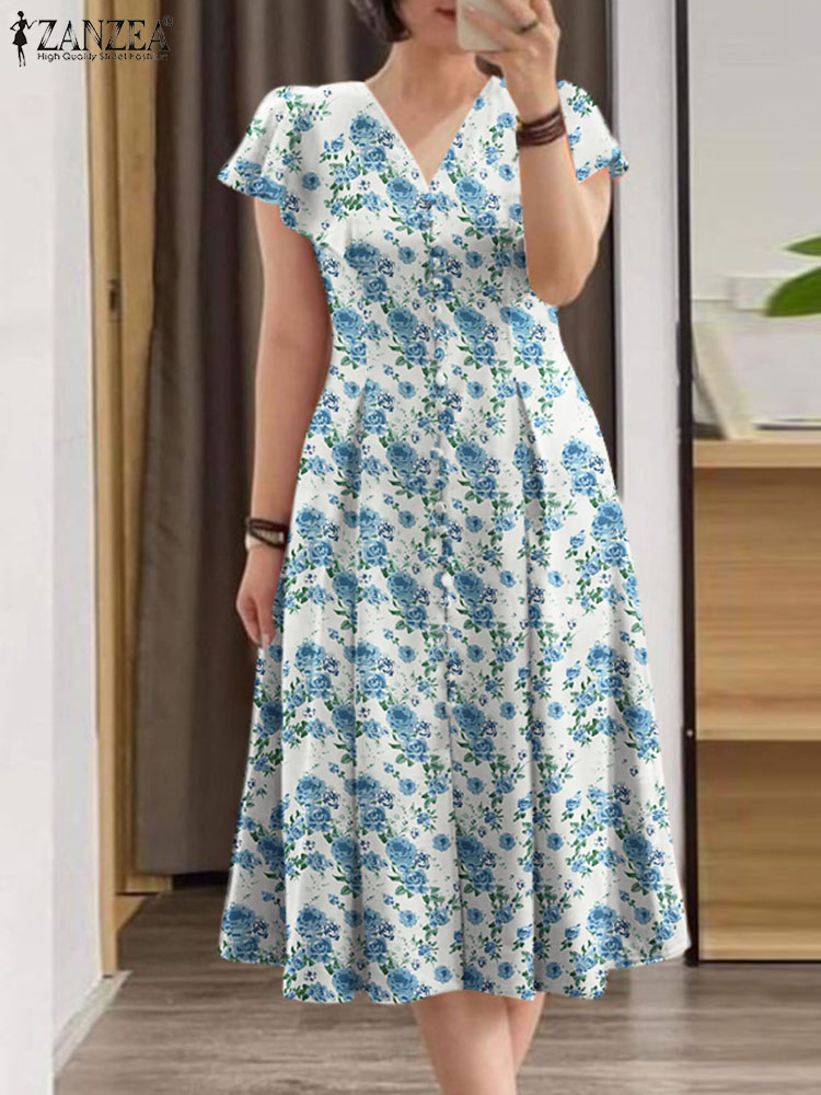 Elegant Floral Dress ZANZEA Wo - Ethnic Gown review and price