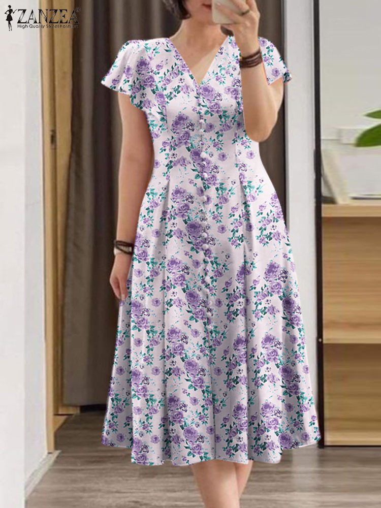 Elegant Floral Dress ZANZEA Wo - Ethnic Gown review and price