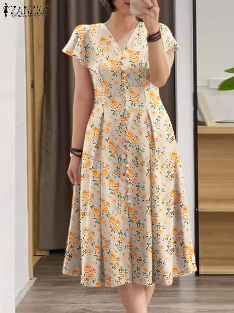 Elegant Floral Dress ZANZEA Wo - Ethnic Gown review and price