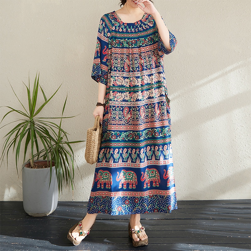 Summer New Loose Cotton Printe - Ethnic Fabric review and price