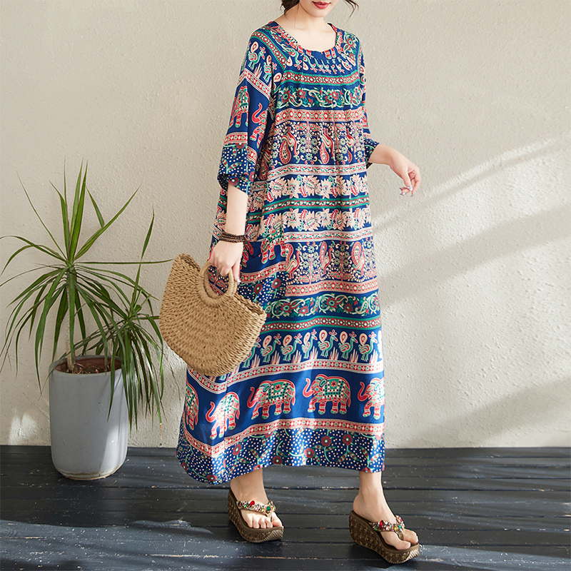 Summer New Loose Cotton Printe - Ethnic Fabric review and price