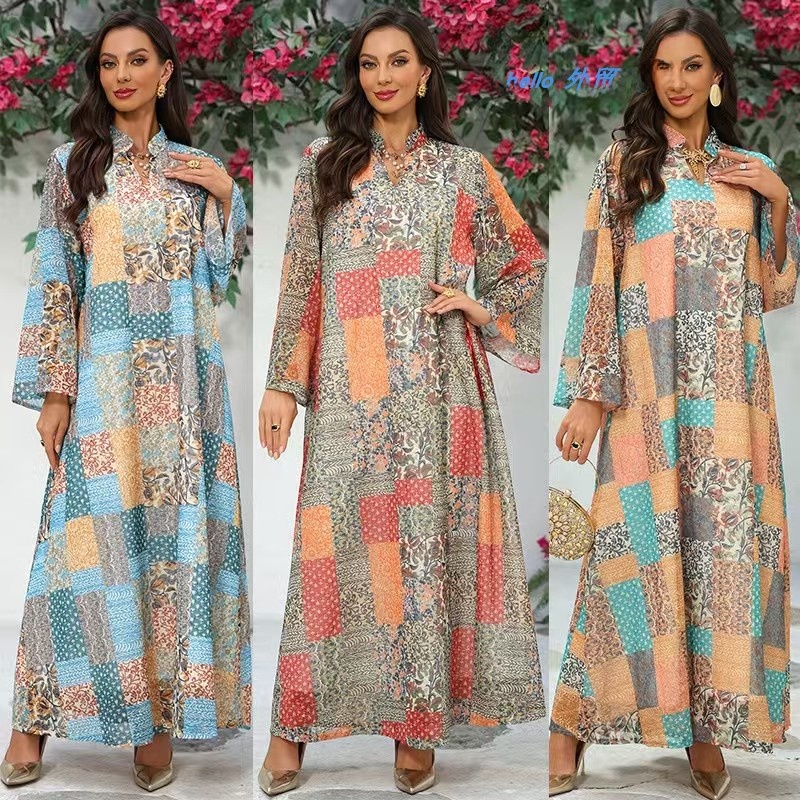 Fashionable Long Sleeve Printe - Ethnic Gown review and price