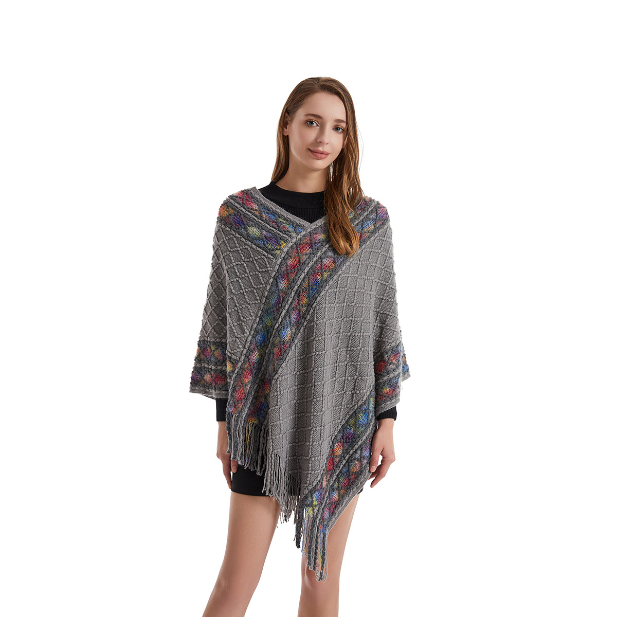 Women Spring Autumn Poncho Uni - Ethnic Fashion For Ladies review and price