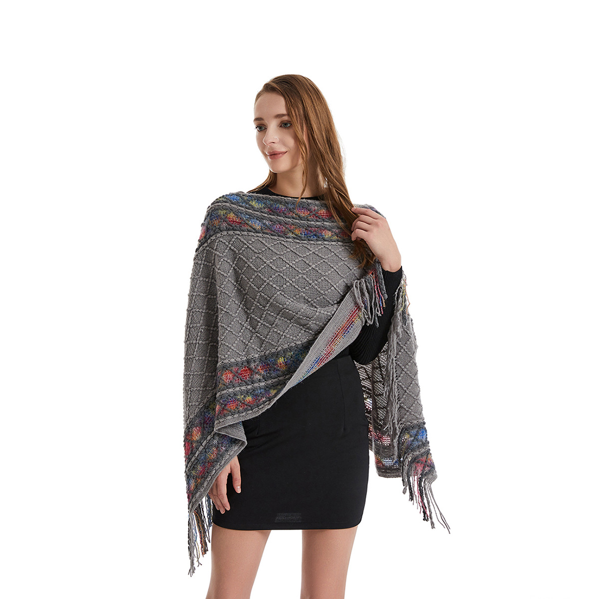 Women Spring Autumn Poncho Uni - Ethnic Fashion For Ladies review and price